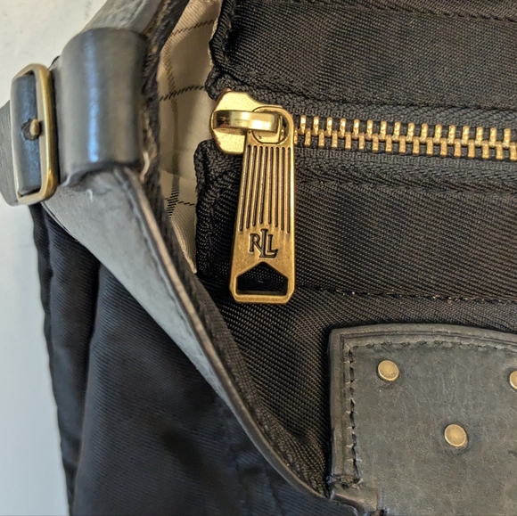 Lauren Ralph Lauren Black Nylon Leather Trim Tote Bag - Picture 9 of 13